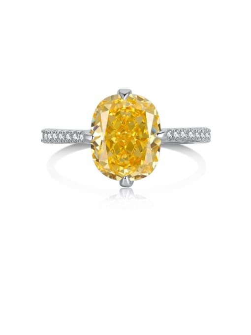 DY120631 Yellow Diamond 925 Sterling Silver Cubic Zirconia Geometric Luxury Band Ring