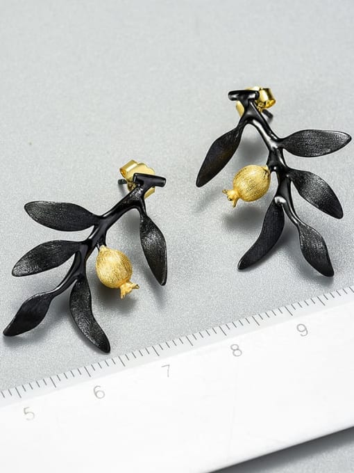 LOLUS 925 Sterling Silver Pomegranate Black Handmade Artisan Earring 2