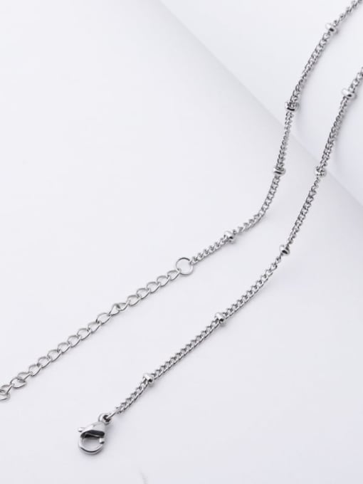 Steel color Stainless steel Sideways beaded clavicle chain Necklace