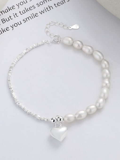 TAIS 925 Sterling Silver Freshwater Pearl Heart Minimalist Necklace 3