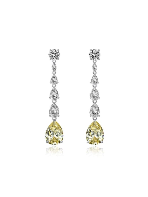 A&T Jewelry 925 Sterling Silver High Carbon Diamond Yellow Water Drop Dainty Drop Earring 0