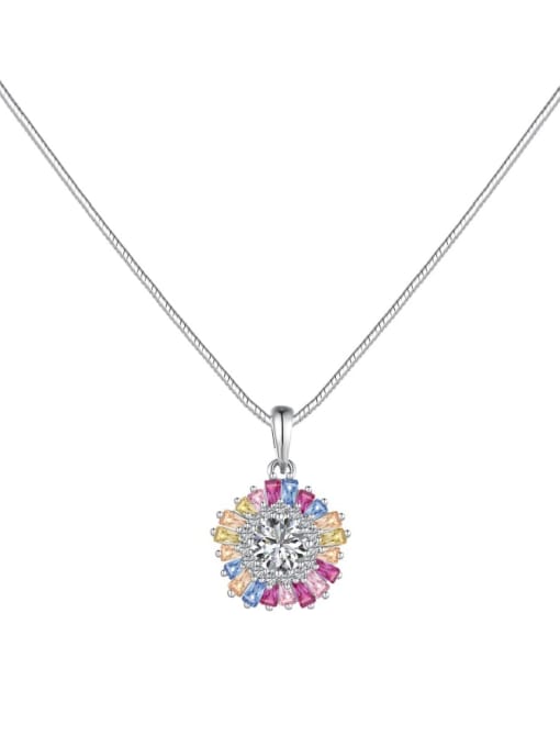DY190627 S W CS 925 Sterling Silver Cubic Zirconia Flower Dainty Necklace