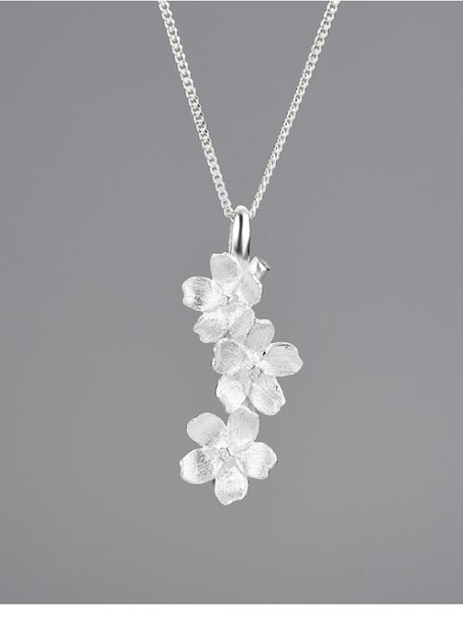 Silver without chain 925 Sterling Silver Forget-me-not vertical fresh handmade design Artisan Pendant