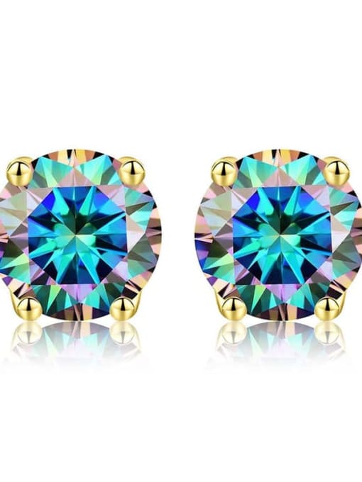 Gold(colorful) 925 Sterling Silver Moissanite Geometric Dainty Stud Earring