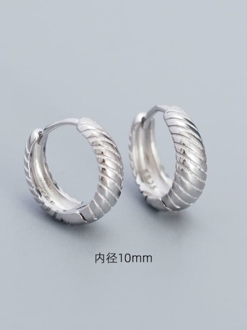 10mm (Platinum) 925 Sterling Silver Geometric Minimalist Huggie Earring
