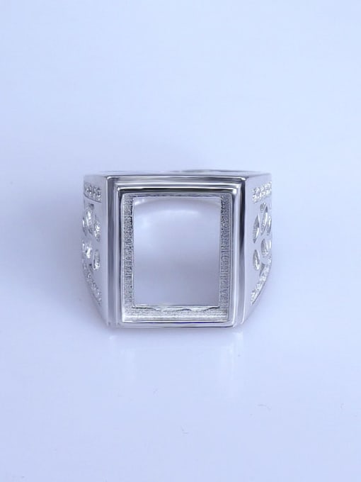 Supply 925 Sterling Silver 18K White Gold Plated Geometric Ring Setting Stone size: 12*16mm 0
