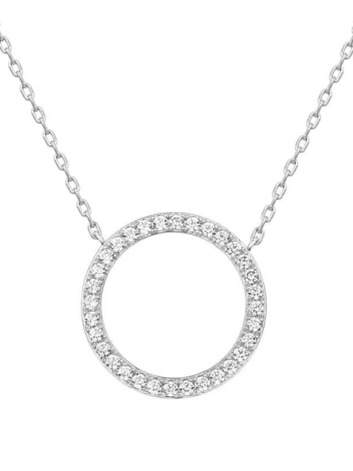 Platinum Color 925 Sterling Silver Cubic Zirconia Round Necklace