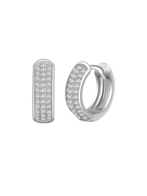 white 925 Sterling Silver Cubic Zirconia Geometric Dainty Huggie Earring