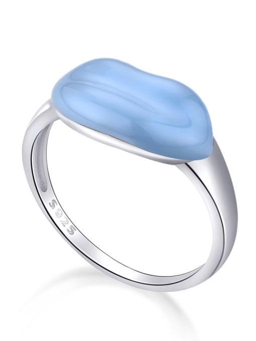 Platinum blue AY120214 925 Sterling Silver Enamel Mouth Minimalist Band Ring