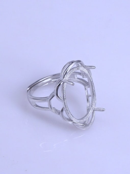 Supply 925 Sterling Silver 18K White Gold Plated Geometric Ring Setting Stone size: 15*19mm 2