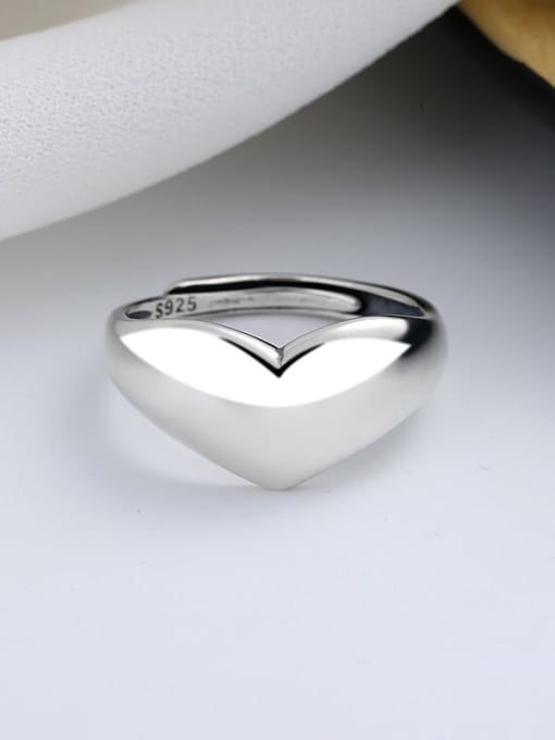 TAIS 925 Sterling Silver Smooth Heart Vintage Band Ring 3