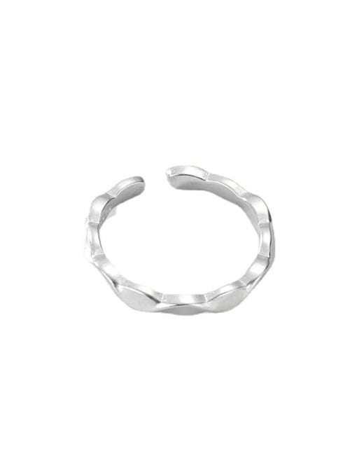 Water ripple flat ring 925 Sterling Silver Smooth Irregular Minimalist Band Ring