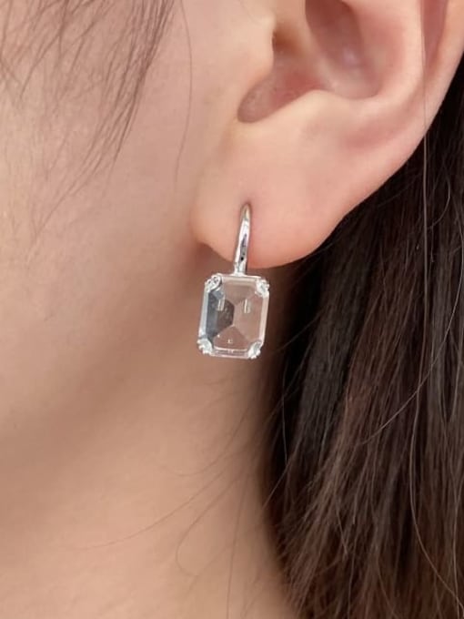 STL-Silver Jewelry 925 Sterling Silver Cubic Zirconia Geometric Luxury Hook Earring 1