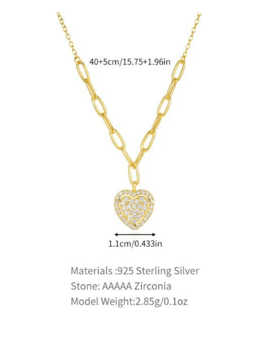 YUANFAN 925 Sterling Silver Cubic Zirconia Heart Dainty Necklace 2
