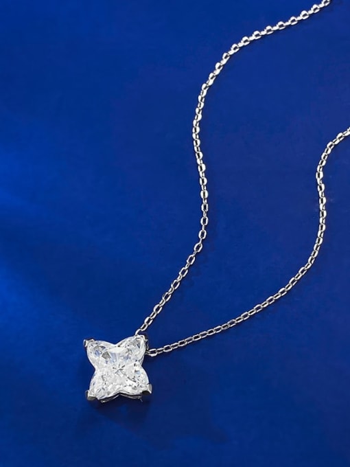 M&J 925 Sterling Silver Cubic Zirconia Four-pointed star alien  Minimalist Necklace 2