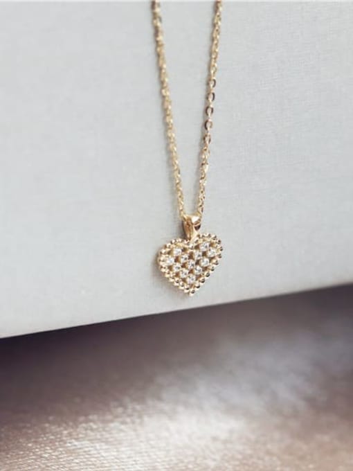ZEMI 925 Sterling Silver Rhinestone Heart Dainty Necklace 2