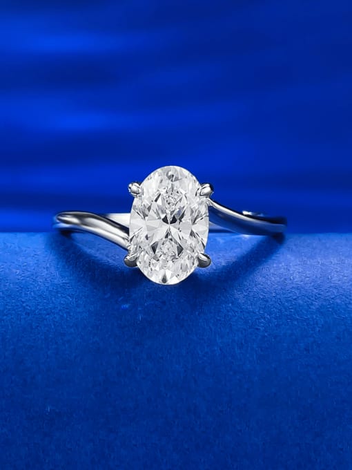 M&J 925 Sterling Silver High Carbon Diamond Geometric Luxury Band Ring 0