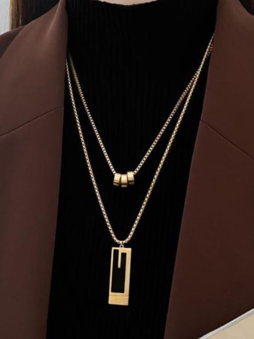 Long brand folding gold sweater chain Titanium Steel Geometric Minimalist Multi Long Brand Folding Gold Sweater Chain