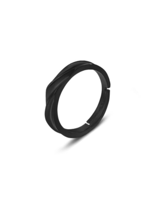 women black 925 Sterling Silver Geometric Minimalist Band Ring