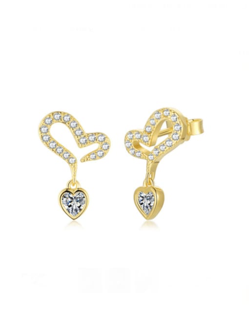 STL-Silver Jewelry 925 Sterling Silver 5A Cubic Zirconia Heart Minimalist Drop Earring