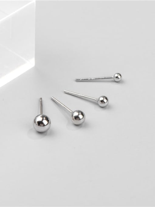 Platinum 5mm 925 Sterling Silver Bead Round Minimalist Stud Earring