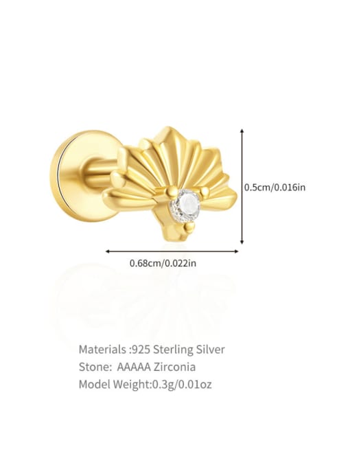 Single Gold 14 925 Sterling Silver Cubic Zirconia Geometric Dainty Single Earring