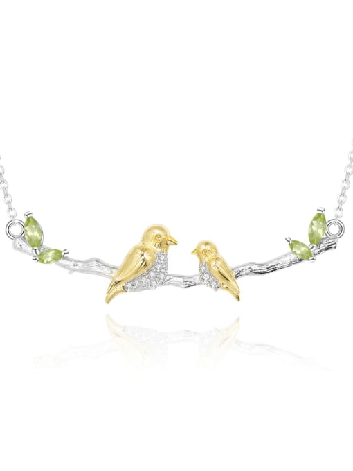 Olivine Necklace 1 925 Sterling Silver Natural Stone Bird Artisan Necklace