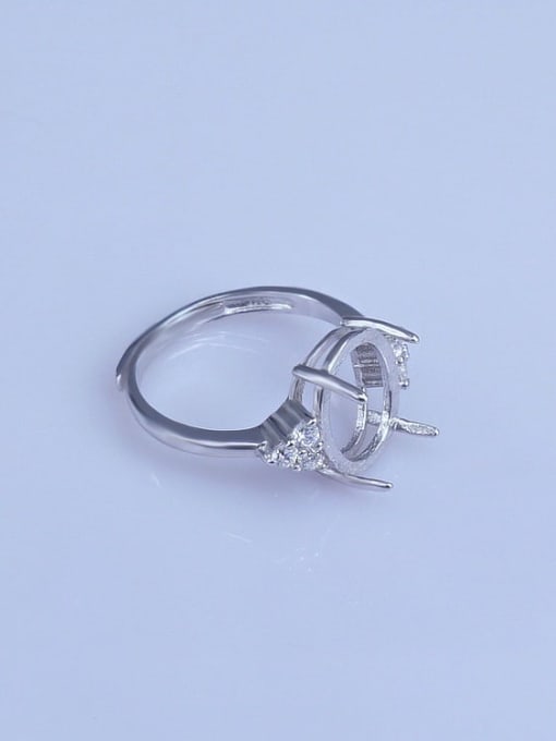Supply 925 Sterling Silver 18K White Gold Plated Round Ring Setting Stone size: 10*12mm 2