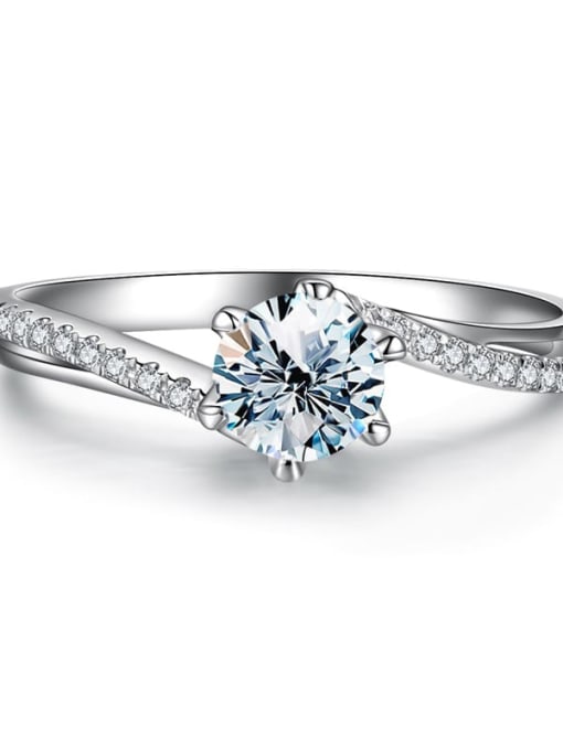 1 carat (Mosan diamond) 925 Sterling Silver Moissanite Blue Geometric Dainty Band Ring