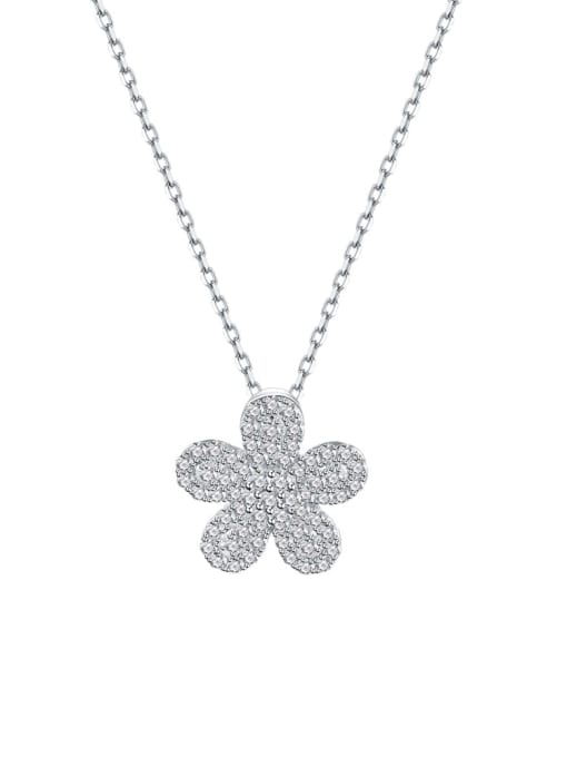 A&T Jewelry 925 Sterling Silver Cubic Zirconia Flower Dainty Necklace 3