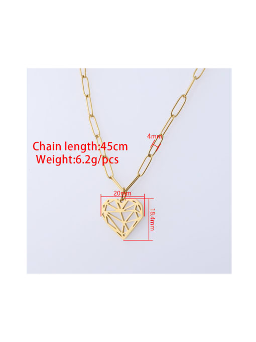 MEN PO Stainless steel Hollow Diamond Love Necklace 1