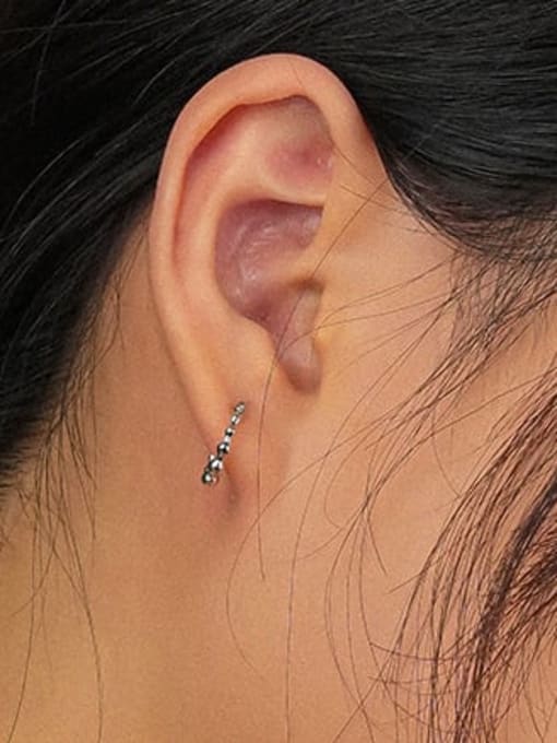 YUANFAN 925 Sterling Silver Bead Geometric Minimalist Huggie Earring 1