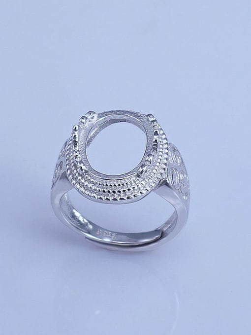 Supply 925 Sterling Silver 18K White Gold Plated Geometric Ring Setting Stone size: 11*15mm