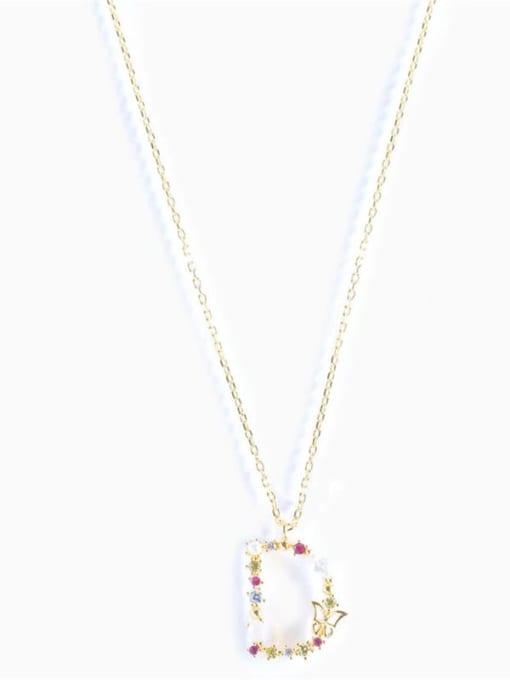 Gold D 925 Sterling Silver Cubic Zirconia Letter Dainty Necklace