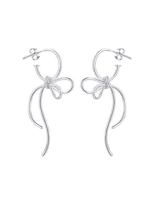 LOLUS 925 Sterling Silver Simple design handmade bow Artisan Stud Earring