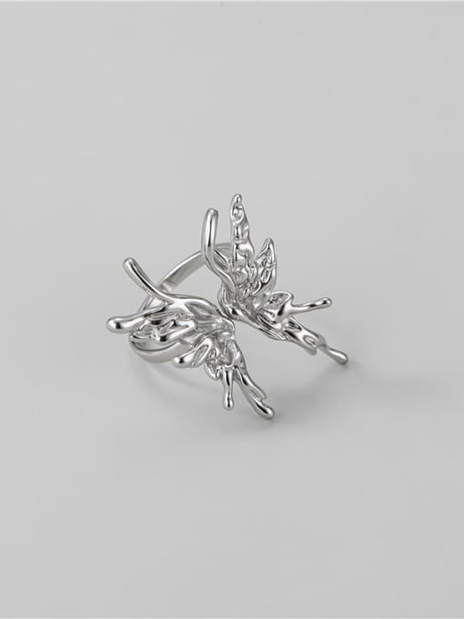 free platinum 925 Sterling Silver Rhinestone Butterfly Vintage Band Ring