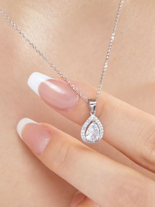 STL-Silver Jewelry 925 Sterling Silver Cubic Zirconia Water Drop Luxury Necklace 2