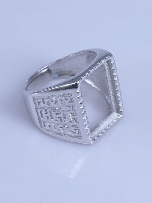 Supply 925 Sterling Silver 18K White Gold Plated Geometric Ring Setting Stone size: 12*17mm 2