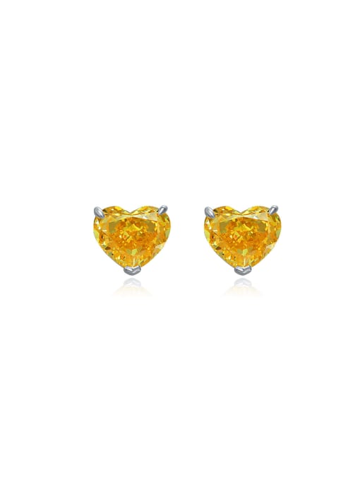 A&T Jewelry 925 Sterling Silver High Carbon Diamond Heart Dainty Earring 0