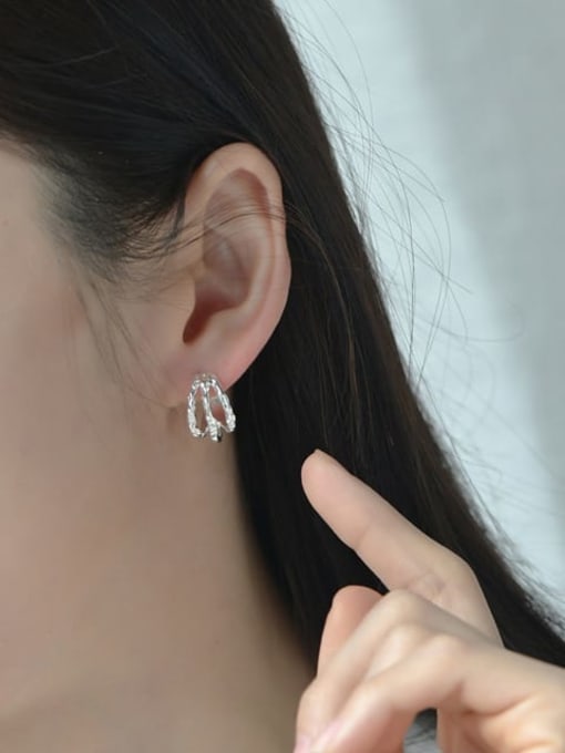 ARTTI 925 Sterling Silver Geometric Minimalist Multi-layer Stud Earring 1