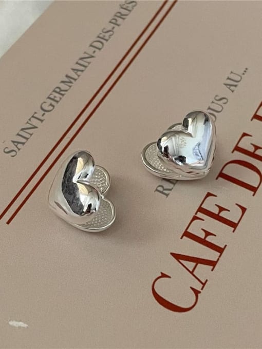 Love ear buckle (large) 925 Sterling Silver Heart Cute Huggie Earring
