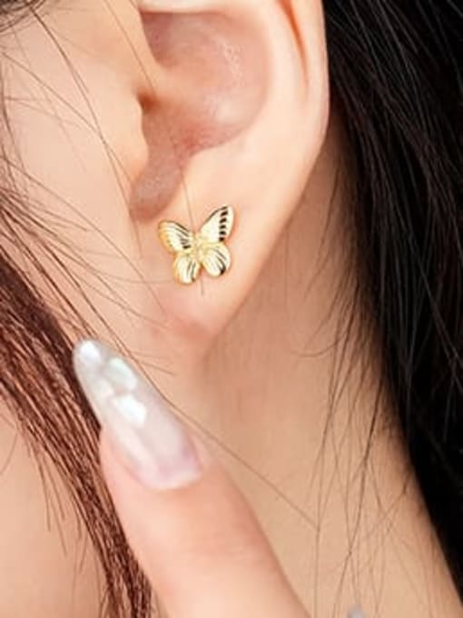 YUANFAN 925 Sterling Silver Butterfly Minimalist Stud Earring 2