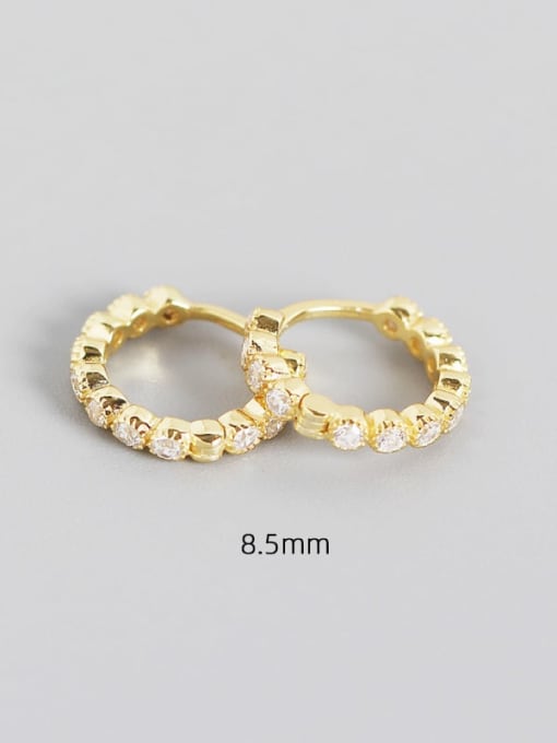 8.5mm gold white stone 925 Sterling Silver Cubic Zirconia Geometric Minimalist Huggie Earring