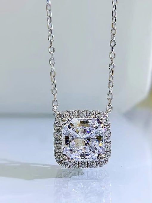 M&J 925 Sterling Silver High Carbon Diamond Geometric Dainty Necklace 0