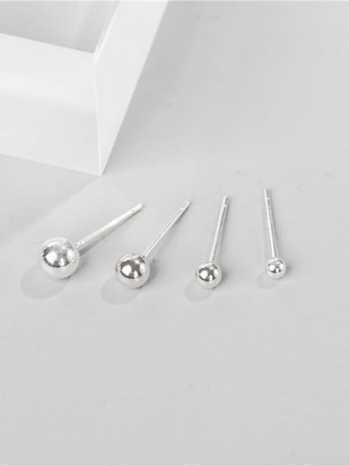 Plain Silver 5mm 925 Sterling Silver Bead Round Minimalist Stud Earring