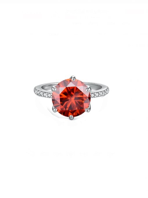 5 CT Pomegranate Red Mosonite 925 Sterling Silver Moissanite Geometric Dainty Band Ring