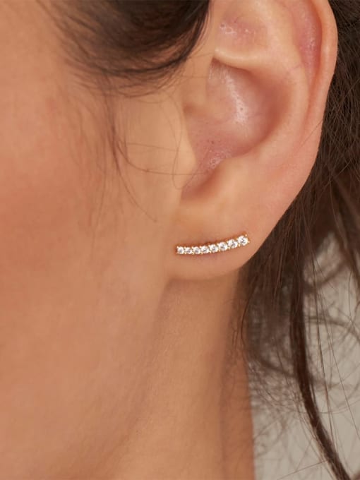 YUANFAN 925 Sterling Silver Cubic Zirconia Geometric Classic Stud Earring 1