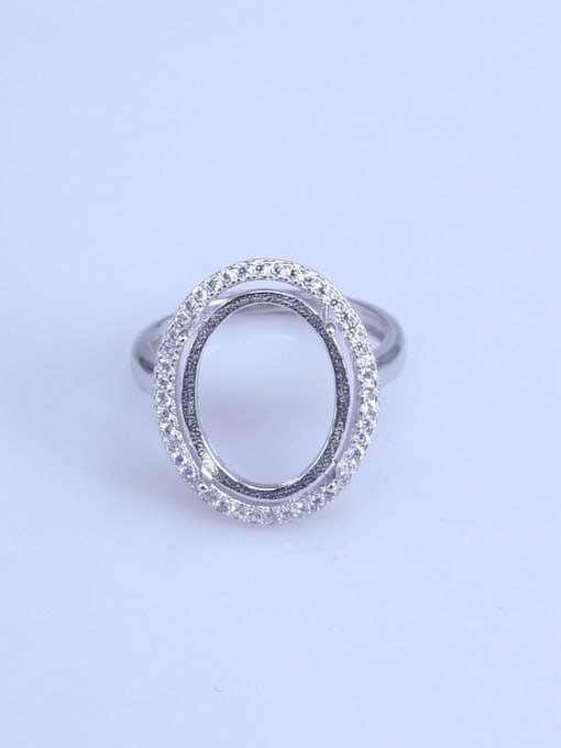 Supply 925 Sterling Silver 18K White Gold Plated Geometric Ring Setting Stone size: 9*11 11*13 12*16 13*18MM 0
