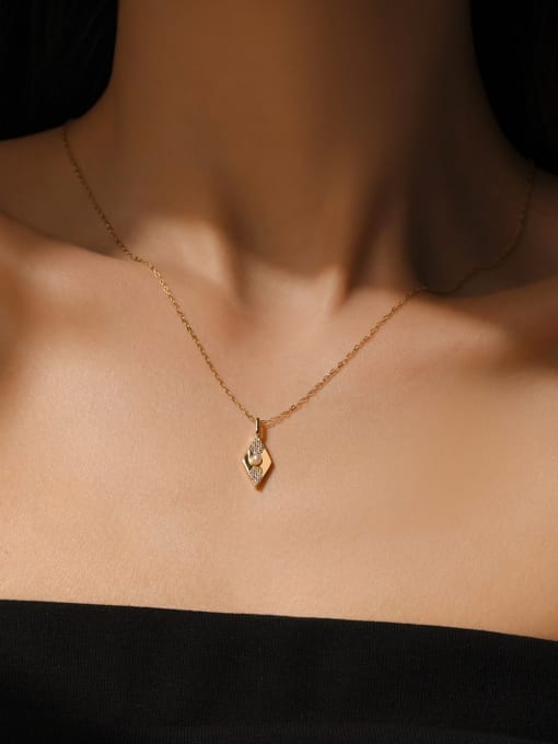 MZ- Silver 925 Sterling Silver Cubic Zirconia Geometric Minimalist Necklace 1