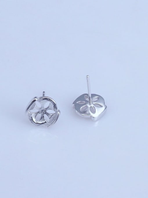 Supply 925 Sterling Silver 18K White Gold Plated Geometric Earring Setting Stone size: 7*9mm 2
